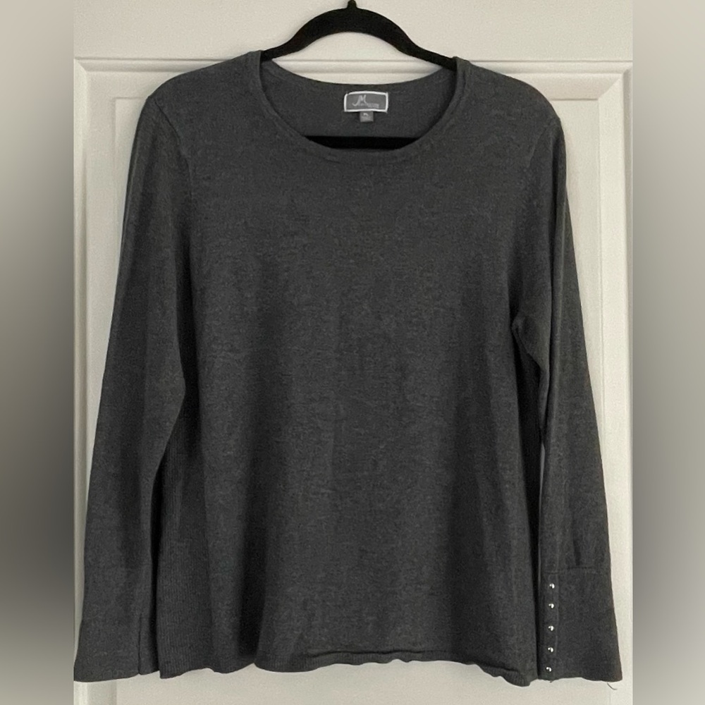 JM Collection Charcoal Long Sleeve Top